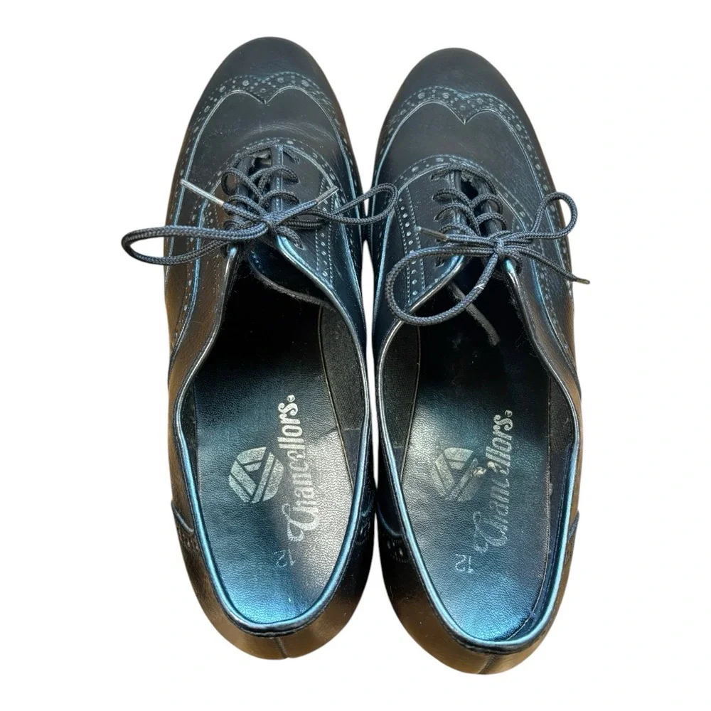 Vintage Chancellor's Black‎ Leather Wingtip Oxford Shoes | Made in USA | Size 12